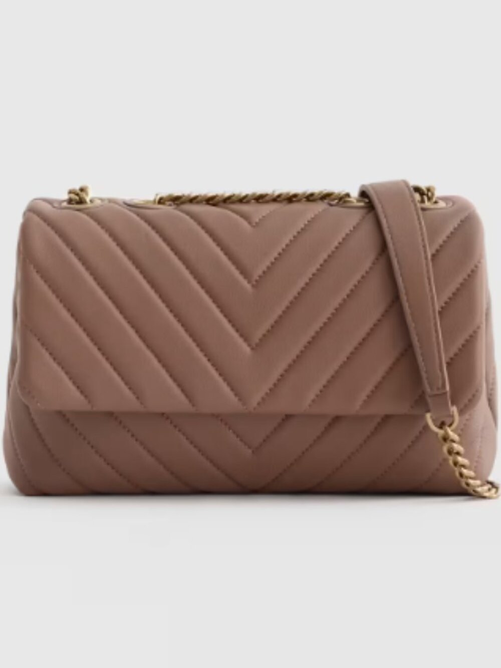 Quince Italian Leather Quilted Convertible Crossbody Dark Taupe Chain Bag